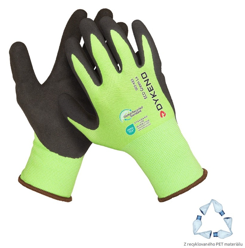 ECO Green Lx bevonatos latex kesztyű