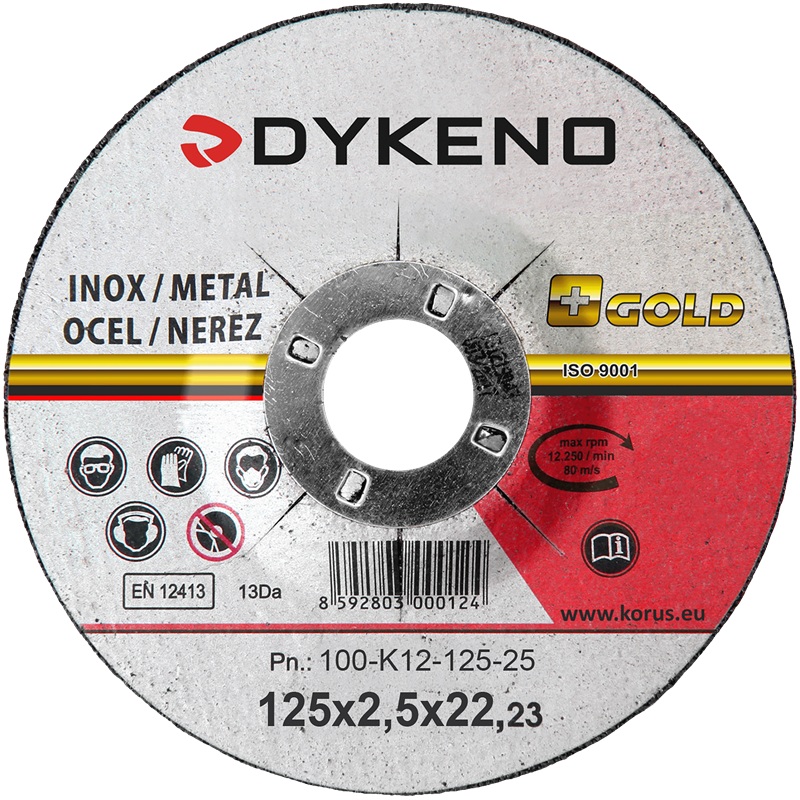Řezný kotouč 125x2,5x22 vypouklý ocel nerez ODĚVY Sklad18 100-K12-125-25