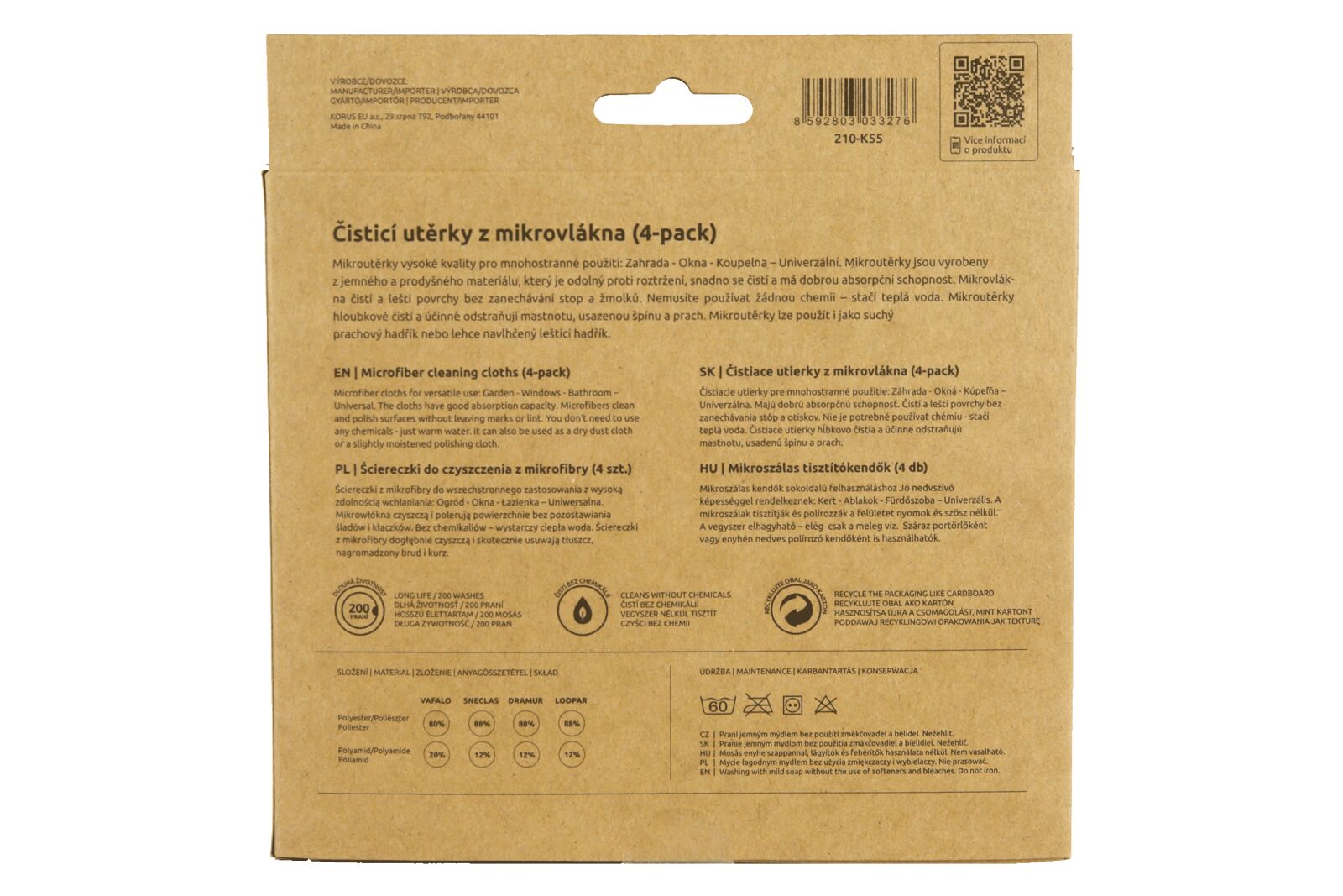 Utěrky z mikrovlákna 4-pack exteriér ODĚVY Sklad18 210-K55