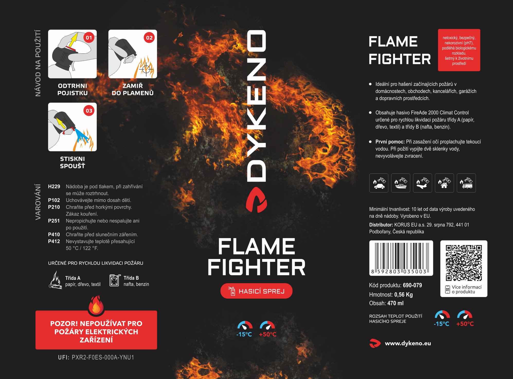 Hasicí sprej FLAME FIGHTER 470 ml ODĚVY Sklad18 690-079