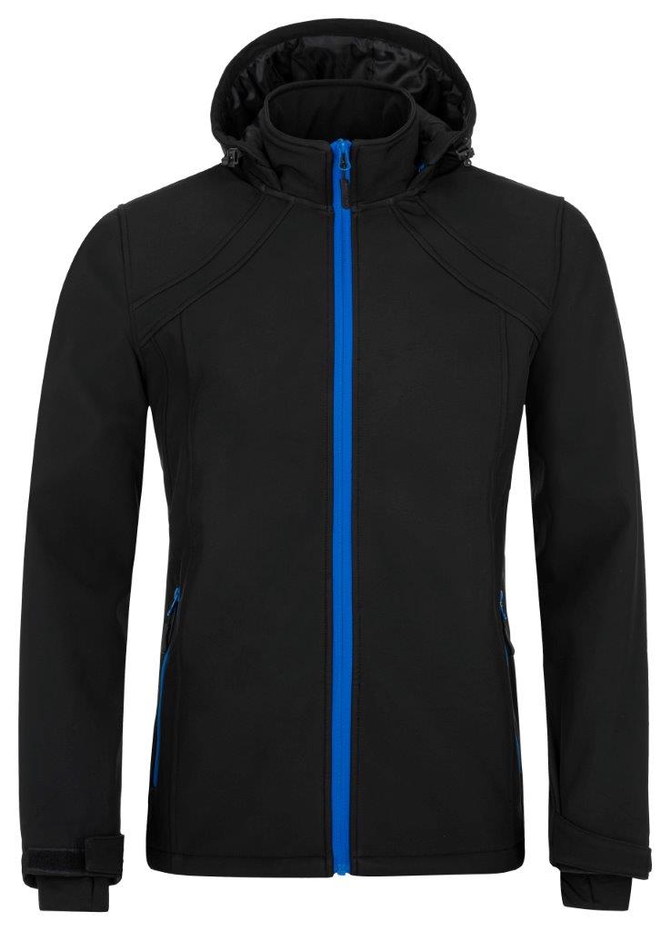 Softshellová bunda dámská Tara černá modré zipy 2XL ODĚVY Sklad18 012-K48W-40-2XL 8592803029446
